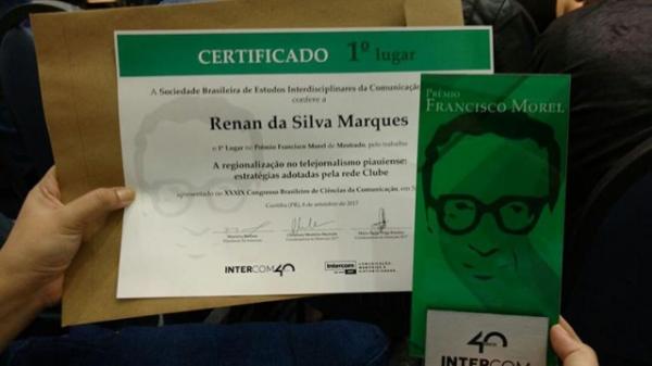 Piauiense ganha prêmio em Congresso de Comunicação