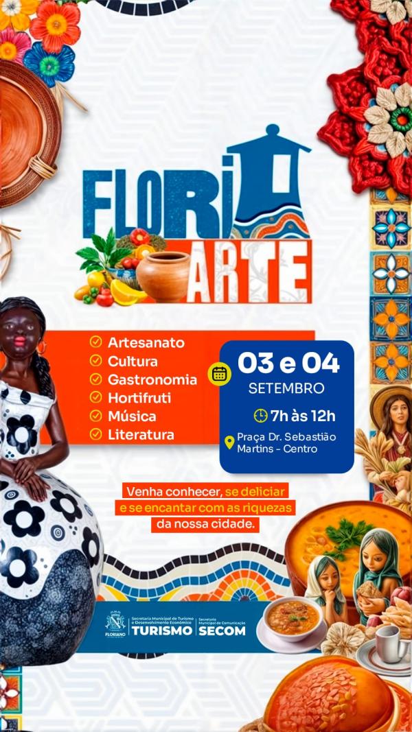 FloriArte reúne artesanato, cultura e gastronomia nos dias 3 e 4 de setembro em Floriano
