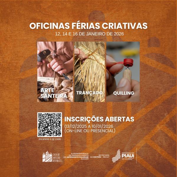 Sudarpi abre inscrições para oficinas "Férias Criativas" na Casa do Artesão Design Mestre Albertino