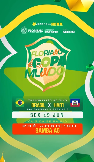 Floriano terá transmissão de Brasil x Haiti com telão, samba e estrutura especial para os torcedores