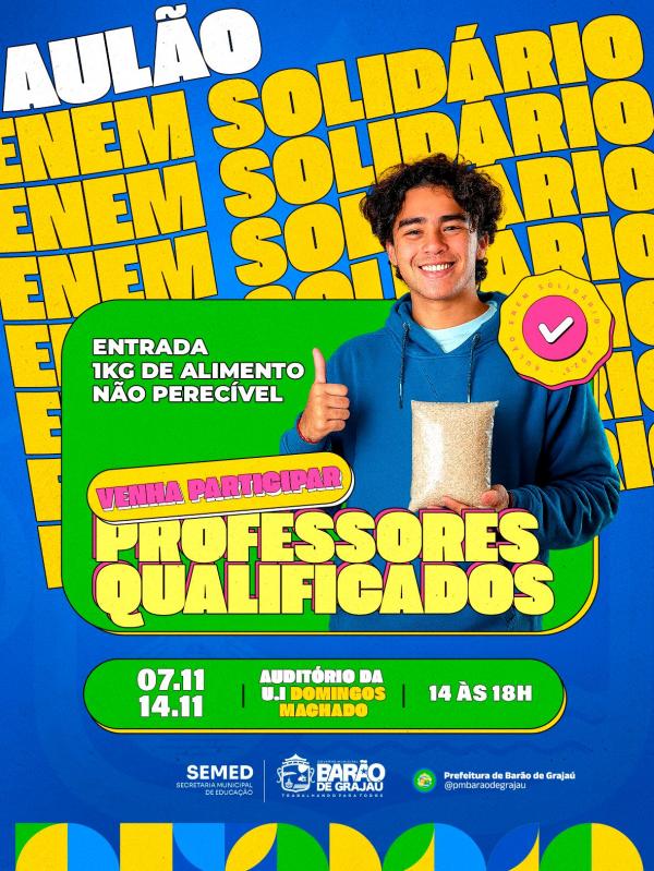 Barão de Grajaú realiza Aulão Solidário do ENEM com foco em revisão e solidariedade