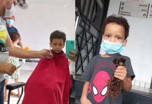 Menino deixa o cabelo crescer por três anos e doa para entidade de combate ao câncer no Piauí