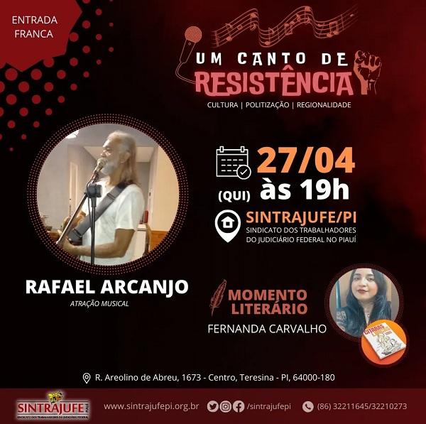  Show de Rafael Arcanjo no SINTRAJUFE-PI.(Imagem: Reprodu&ccedil;&atilde;o )
