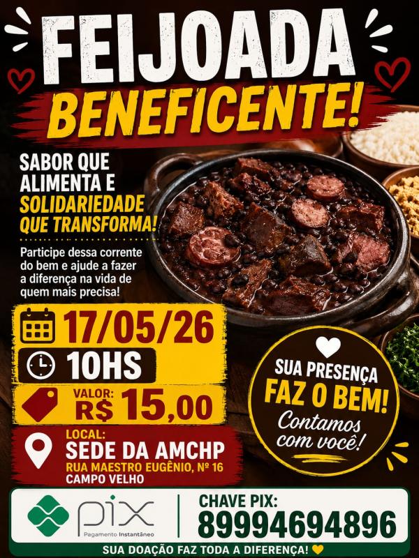 Assoc. de Moradores do Conj. Hermes Pacheco promove feijoada beneficente neste domingo em Floriano