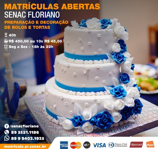 Senac Floriano abre matrículas para curso de Preparação e Decoração de Bolos