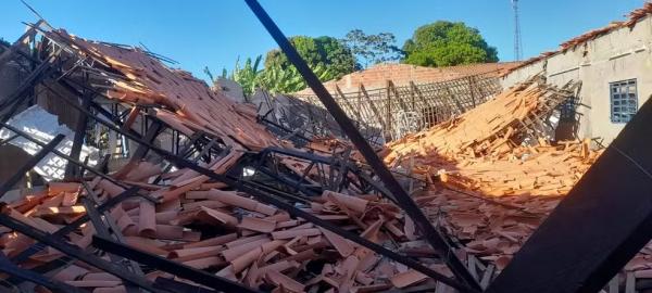 Cobertura de refeitório em construção desaba em escola no Sudoeste do Piauí