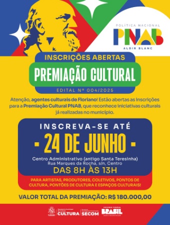 Prefeitura de Floriano abre inscrições para premiação de agentes culturais