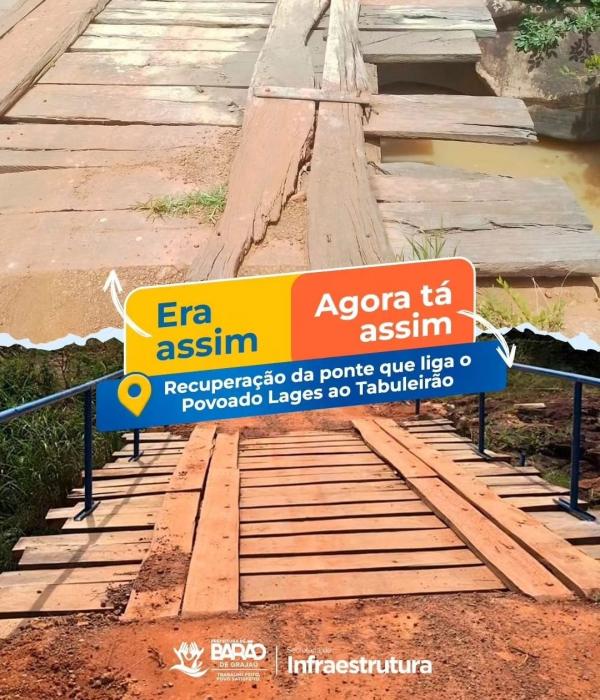 Reforma de ponte de madeira em Barão de Grajaú melhora infraestrutura e segurança na área rural