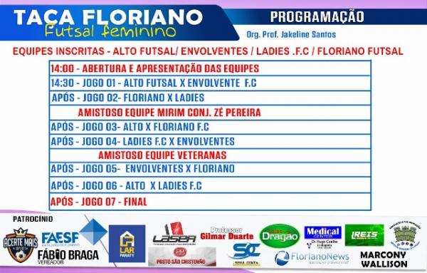 Abertura da Taça Floriano de Futsal Feminino acontece neste sábado