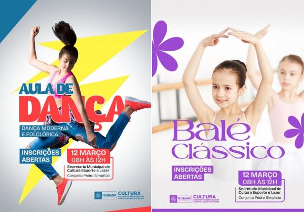 Cultura de Floriano abre inscri&ccedil;&otilde;es para aulas de dan&ccedil;a moderna, folcl&oacute;rica e bal&eacute; cl&aacute;ssico.(Imagem:Secom)