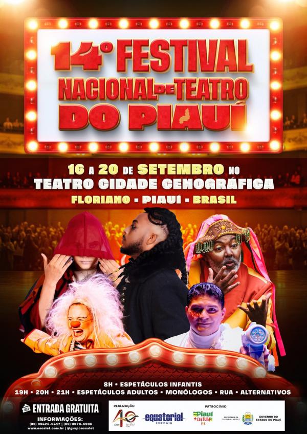 O 14&ordm; Festival Nacional de Teatro do Piau&iacute; acontece 16 a 20 de setembro.(Imagem:Ascom)