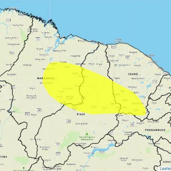 Piauí tem 103 cidades da região Centro-Norte com alerta de chuvas intensas; veja lista