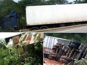 Caminhão carregado de óleo vegetal tomba em Itaueira