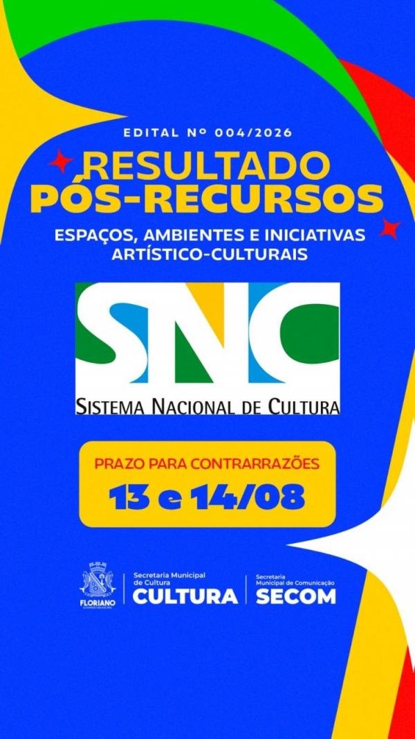 Cultura em Floriano: Prefeitura divulga resultado preliminar p&oacute;s-recursos PNAB(Imagem:Secom)