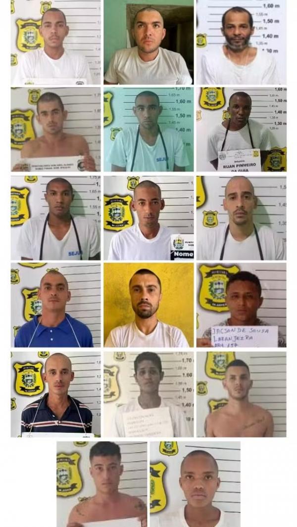 Sejus divulga fotos e nomes dos 17 fugitivos da Penitenci&aacute;ria de Bom Jesus, Sul do Piau&iacute;.(Imagem:Reprodu&ccedil;&atilde;o)