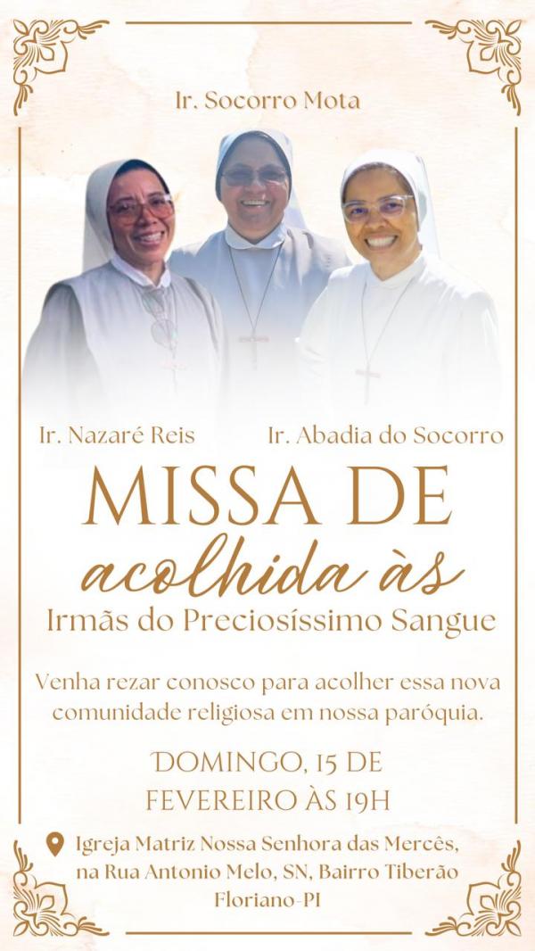 Floriano acolhe irmãs missionárias do Preciosíssimo Sangue para fortalecer ação pastoral e religiosa