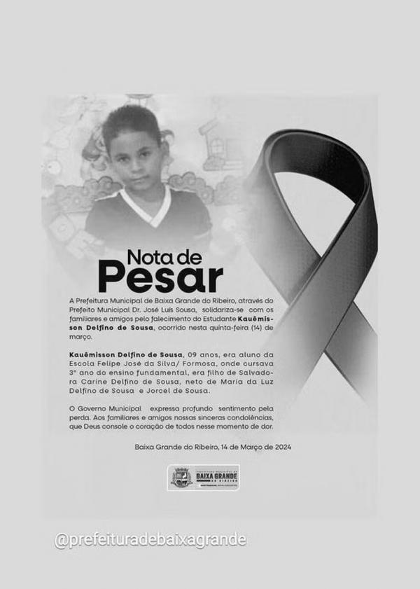 Outra morte registrada foi a de um menino de 9 anos, residente em Baixa Grande do Ribeiro.(Imagem:Reprodu&ccedil;&atilde;o)