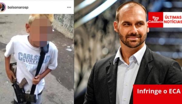 Filho de Bolsonaro publica em rede social foto de criança com arma