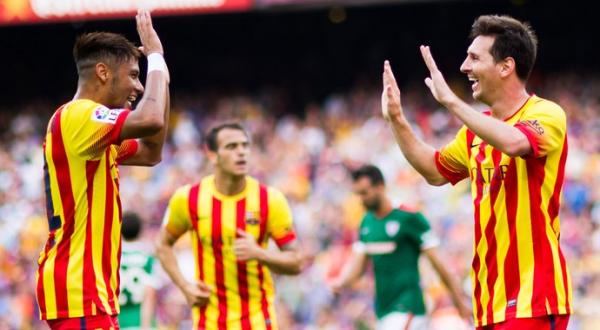 Barcelona aposta na parceria entre Messi e Neymar, destaques na vit&oacute;ria sobre o Athletic.(Imagem:Ag&ecirc;ncia Getty Images)
