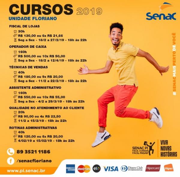 Confira a variedade de cursos dispon&iacute;veis no Senac Floriano. (Imagem:Divulga&ccedil;&atilde;o)