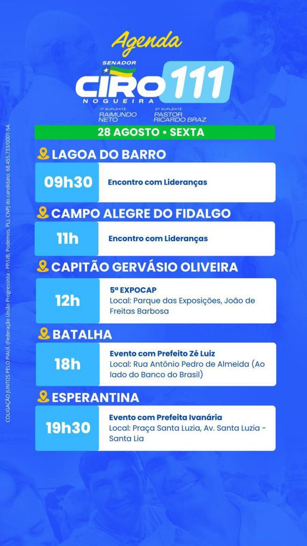 AGENDA - CIRO NOGUEIRA - 28/08(Imagem:Ascom)