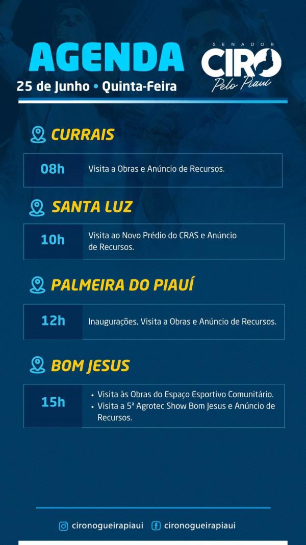  Senador Ciro Nogueira cumpre agenda nesta quinta-feira (25)(Imagem:Ascom)