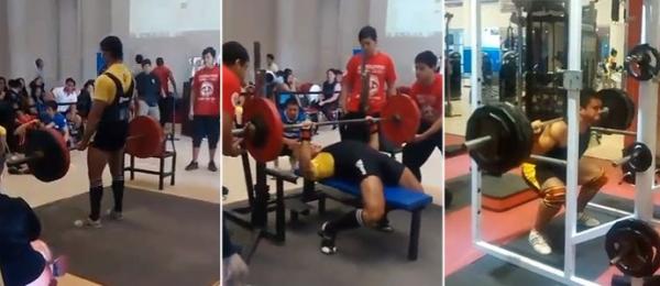 Yuri Furtado durante Sul-Americano conseguiu levantar 220kg no agachamento, 145kg no supino e 220kg no levantamento terra: inten&ccedil;&atilde;o &eacute; bater recorde no campeonato do pr&oacute;ximo ano.(Imagem:Arquivo Pessoal/Yuri Furtado)