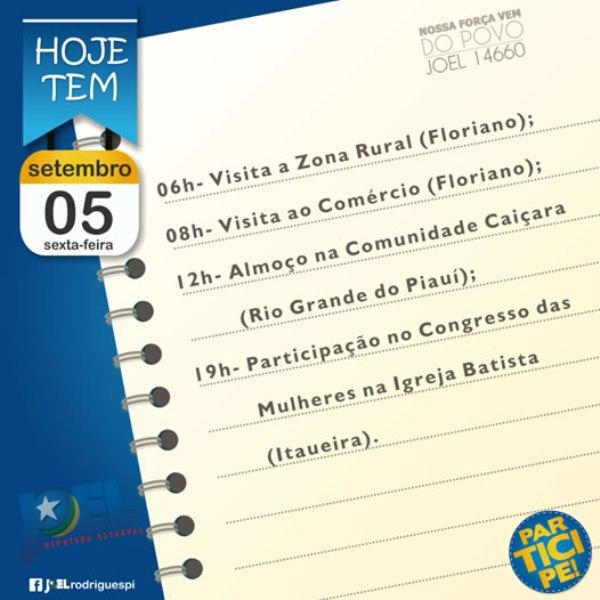 Confira a agenda do candidato Joel Rodrigues para esta sexta (5).(Imagem:Reprodução/Facebook)