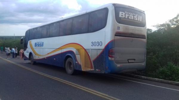 Colis&atilde;o entre motocicleta e &ocirc;nibus deixa mulher morta na PI 141(Imagem:Divulga&ccedil;&atilde;o/PM)