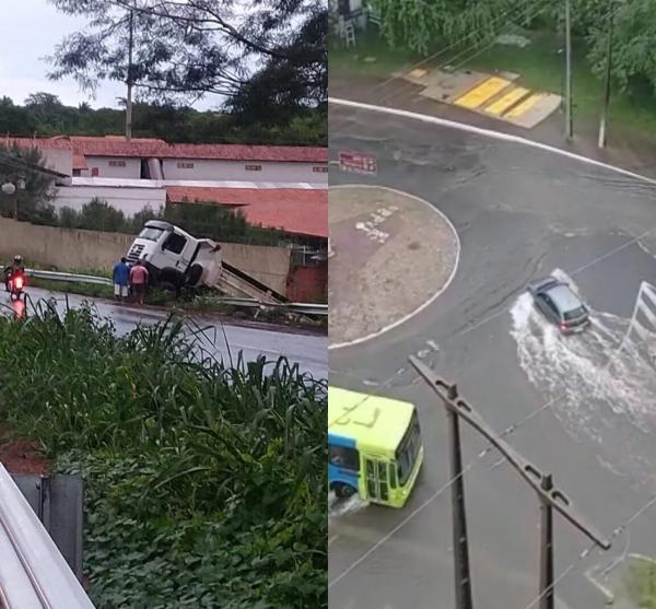 Chuva forte, invade casas, alaga ruas e arrasta veículos em Teresina
