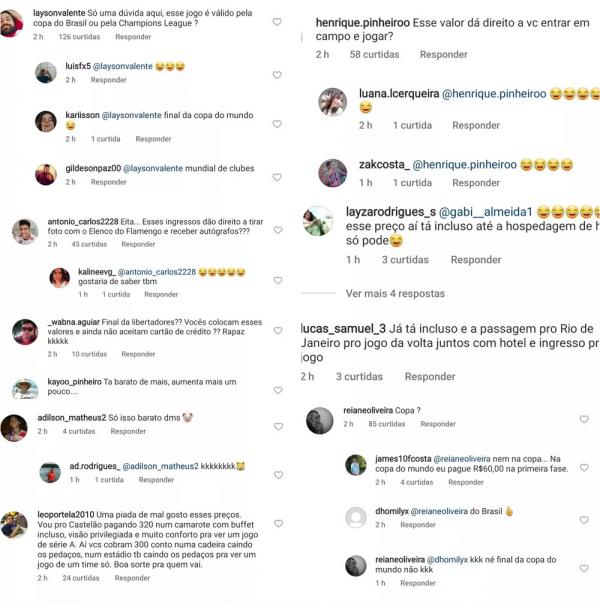  Torcedores reagem aos pre&ccedil;os dos ingressos de Altos x Flamengo.(Imagem:Reprodu&ccedil;&atilde;o/Instagram )